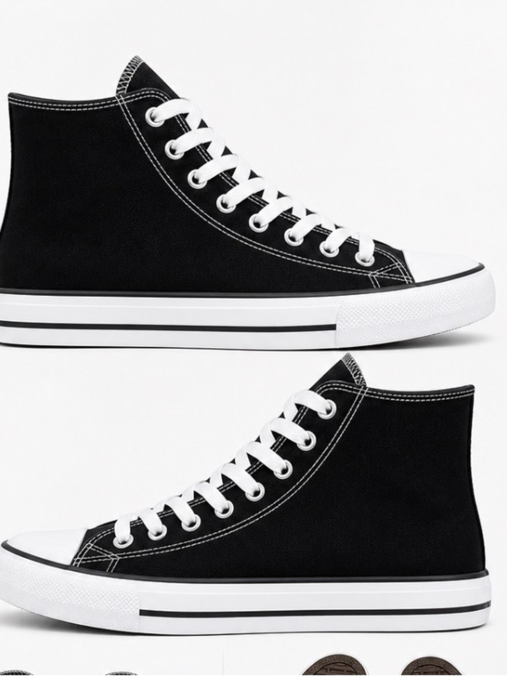 NEW Classic Black High-Top Canvas Sneakers - Unbranded men's SZ 11